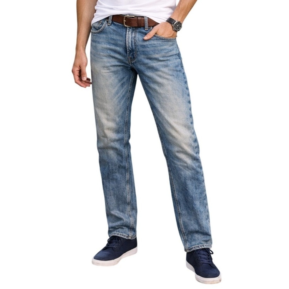 Sean John Slim Fit Jeans Mens 36x30 Light Blue Acid Wash Distressed Denim